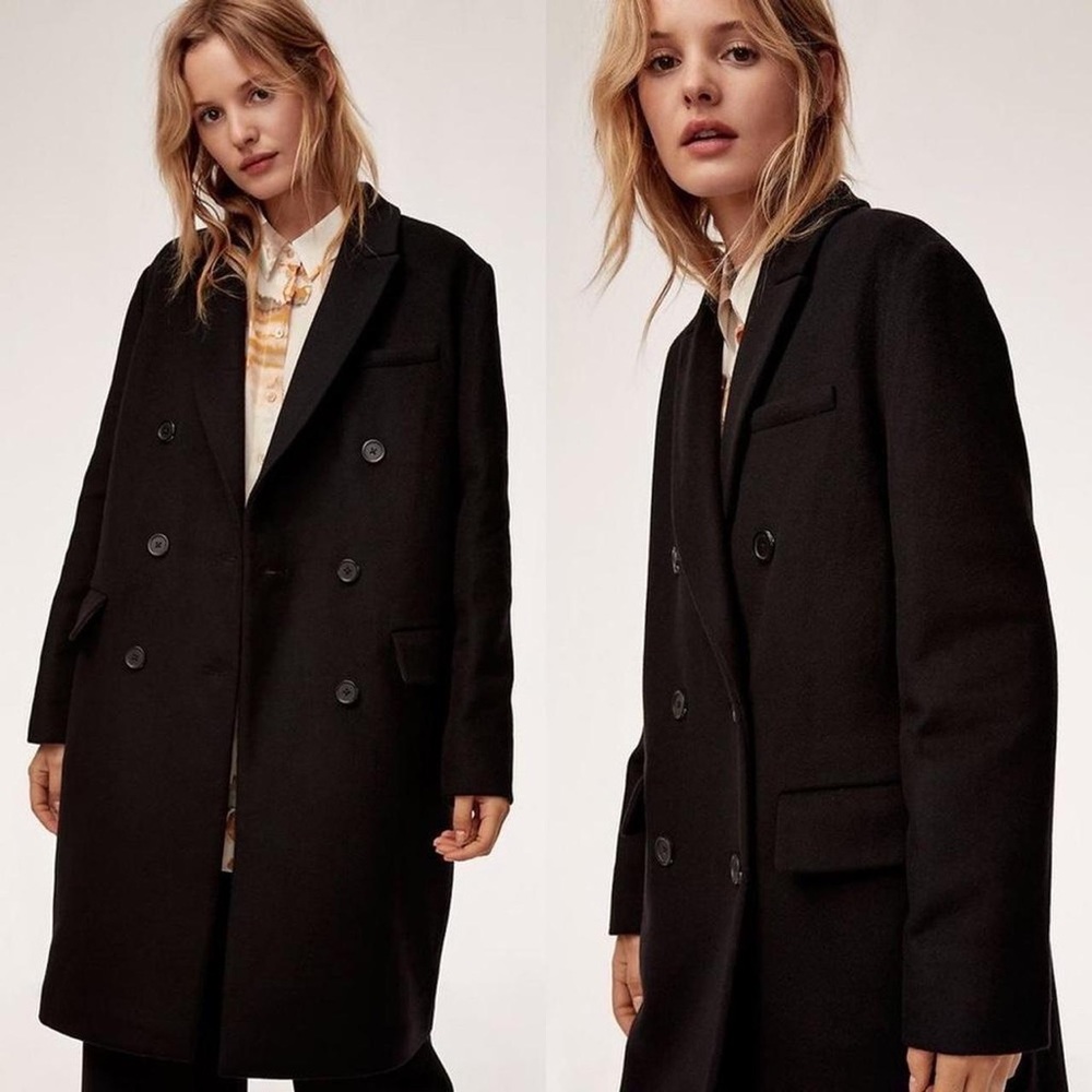 Aritzia Wilfred marais wool cashmere black coat size small